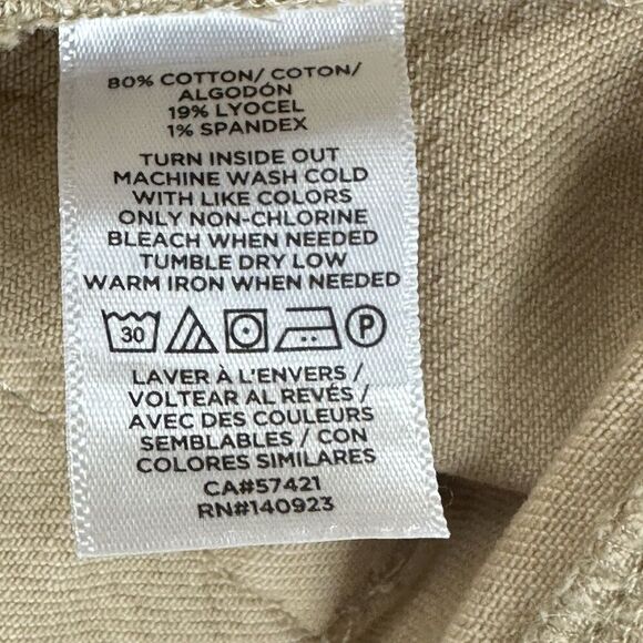 Ann Taylor Loft Jeans Women 12 Tan Wide Leg Crop Preppy Stretch Denim Minimalist - Picture 3 of 16